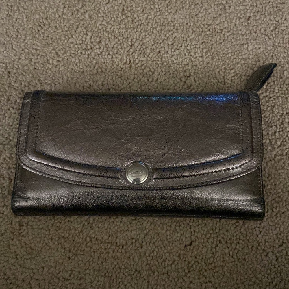 Coach Chrome/Metallic Trifold wallet - Picture 1 of 4